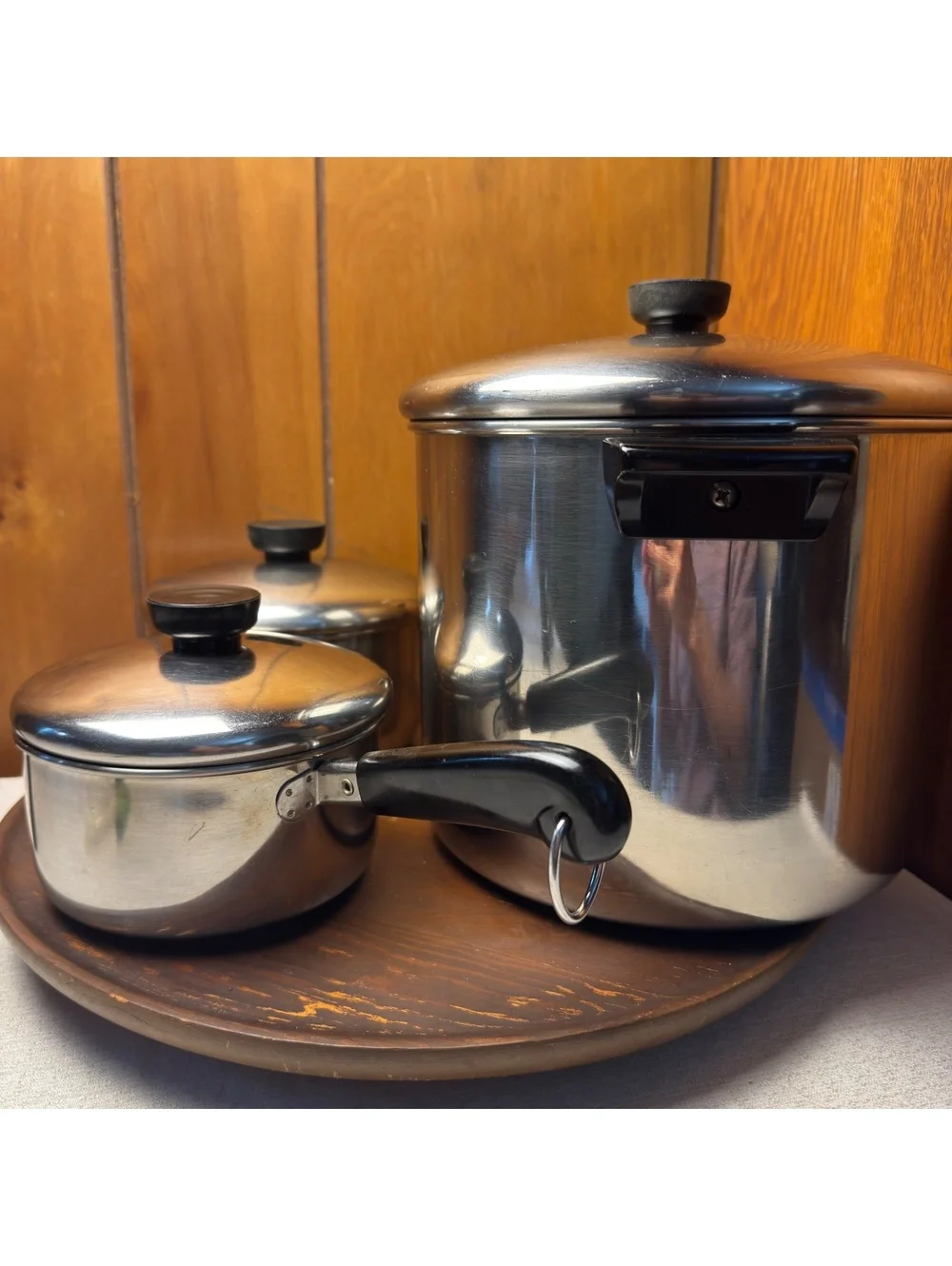 Vintage Revere Ware Stainless Steel Cookware Set 1 Qt 1.5 Qt 8 Qt Pots With Lids